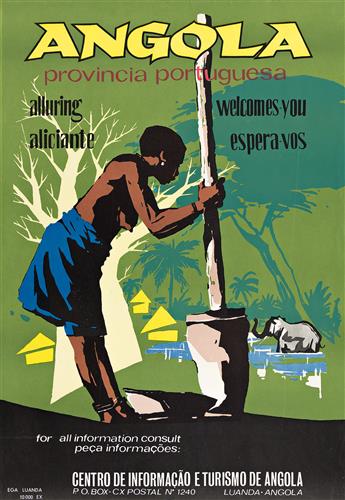 VARIOUS ARTISTS.  ANGOLA / PROVINCIA PORTUGUESA. Group of 3 posters. 1960s. Sizes vary, each approximately 27x19 inches, 68½x48¼ cm.